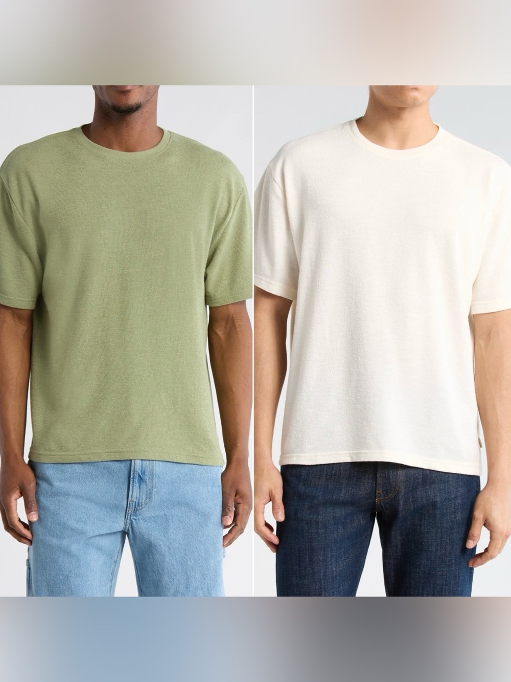 2 Lucky Brand Textured Boxy Knit T-Shirts, size XL